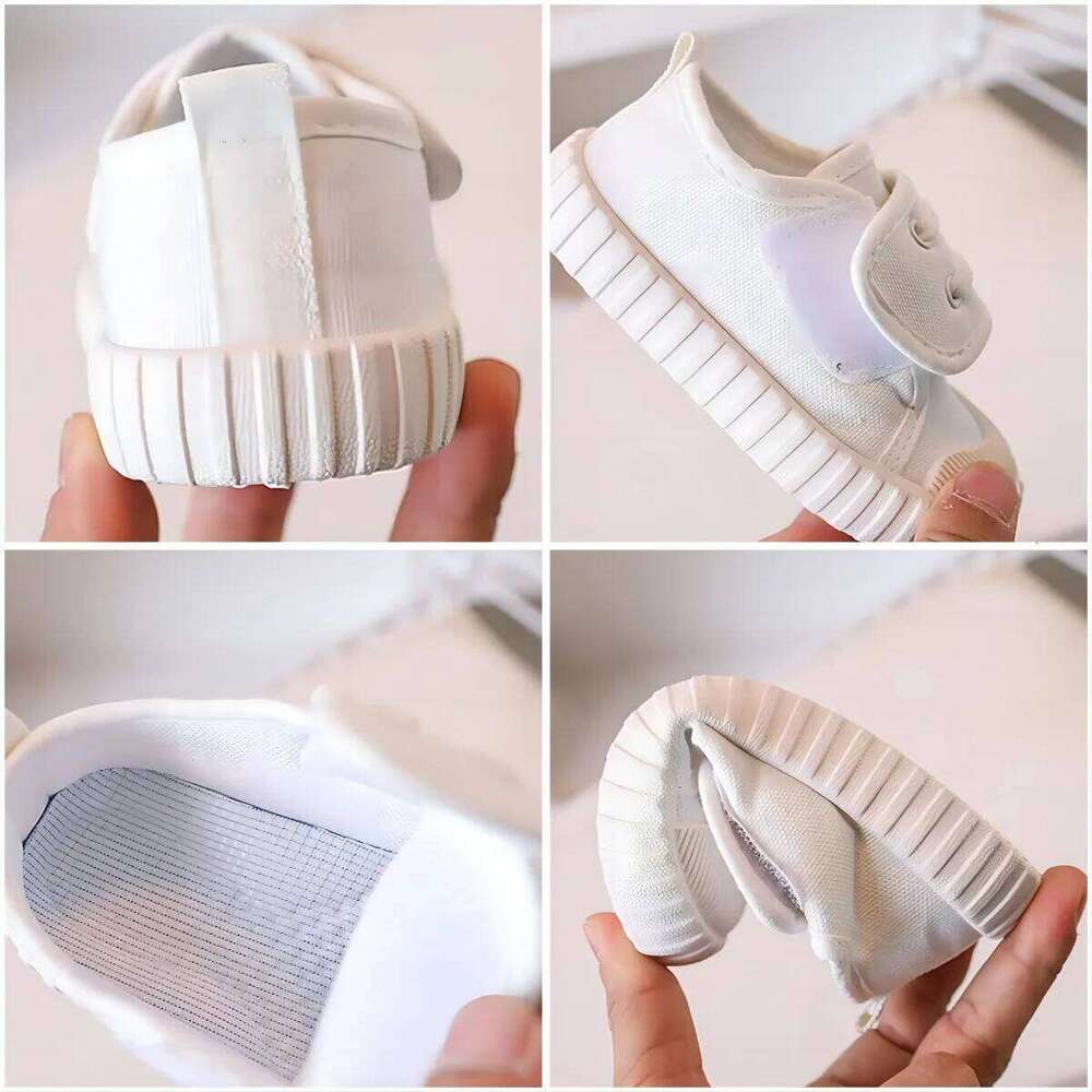 Children's Casual Canva Soft Sole Low Top Spring Autumn Magic Patched White Shoes Boys Girls Walking Y260128