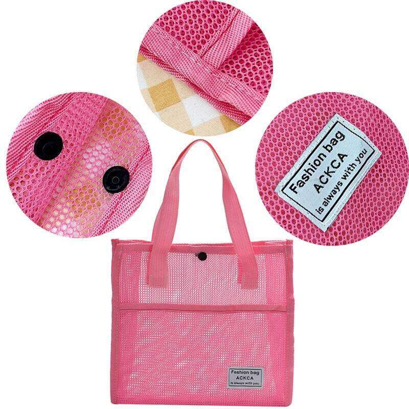 Minimalist Large Capacity Mesh Beach Women's Handle Bag Shopping Travel