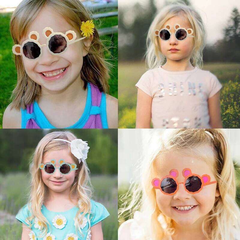 2023 Baby Girls Lovely Colors Bear Ears UV400 Acrylic Fashion Children Outdoor Protection Sunglasses Kids Sun Glasses H260130