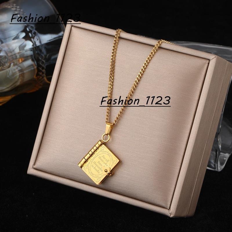 Fashion Titanium Steel Couple Open and Close Commemorative Photo Album Pendant Necklace Letter Love Letter Clavicle Chain Design Sense