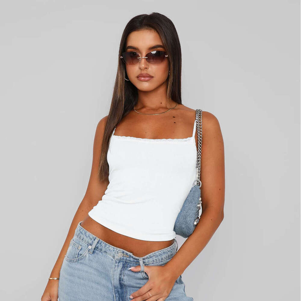 Cross-Border Spring Summer New Lace Trim Pure Desire Camisole European and American Slim Fit Base Layer Women's Sexy Hot Girl Top Wearable Outsid