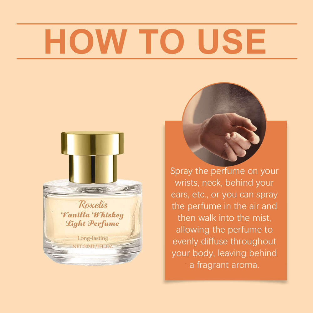 Roxelis Vanilla Whiskey Natural Fresh Fruit Fragrance Elegant Long-lasting Couple Dating Portable Eau de Toilette Spray S260131