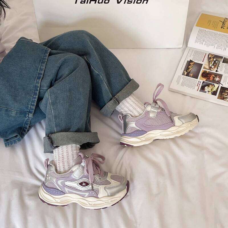 Children's Casual Sneakers 3 - 18 Years Old Silver Mesh Lightweight Girls Four Season Kids Single Boys Shoes Y260128