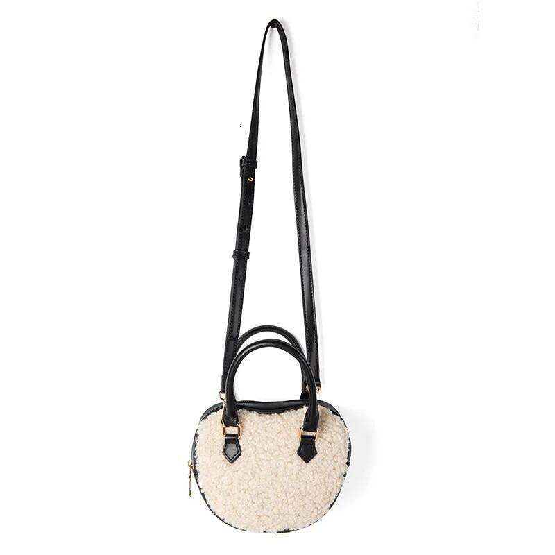 Fashionable Winter Faux Fur Apple Heart Shape Women's Handbag Luxury Design Soft Plush PU Leather Warm Fluffy Boston Shoulder Ba XJ260131