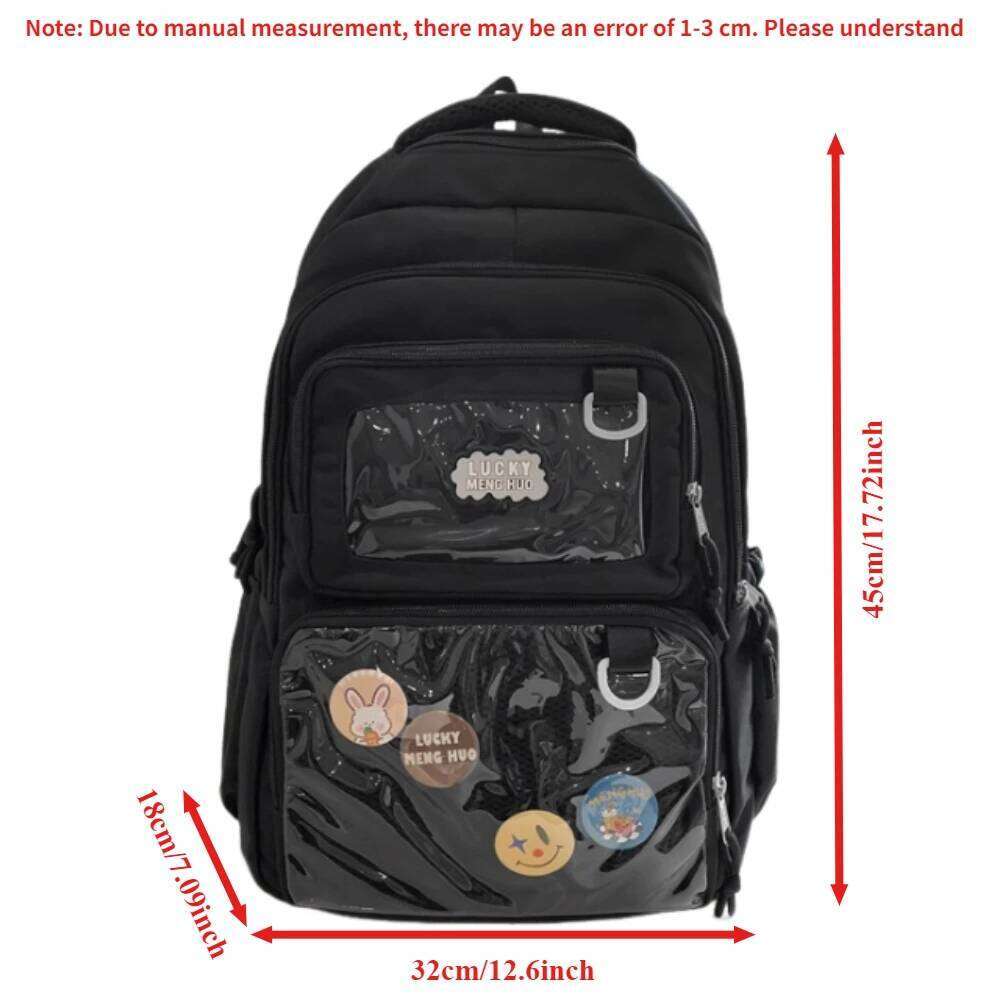 Japanese Style Kawaii Girls Transparent Ita Women Large Capacity Backpack Fashion School Bag for College Student JK