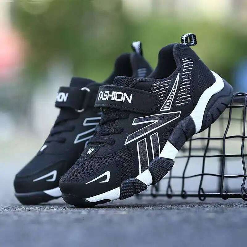 New Children Sports Mesh Running Shoes Kids Breathable Velcro Anti-slip Boy Fashion Soft Bottom Sneakers Y260128