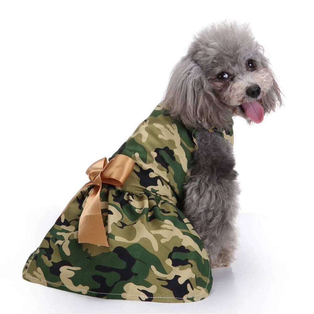 L Camouflage Summer Pet Dog Dress Elegant Sleeveless Puppy Skirt Perfect for Everyday Wear Beach Trips Photography H260130