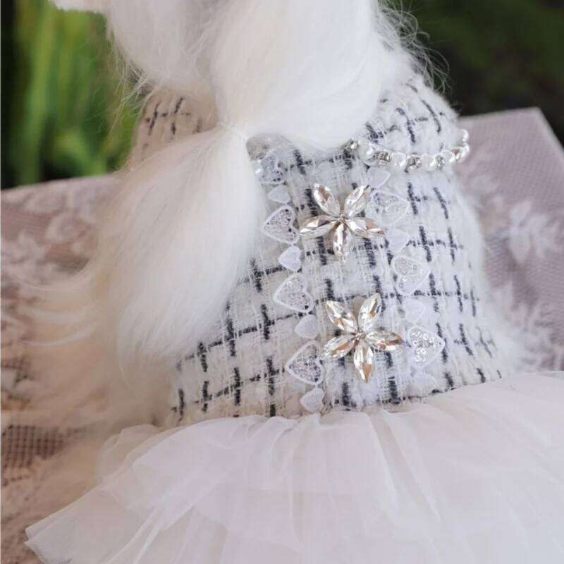 lace Pet formal dress Tulle Flared Tutu Skirt dog Birthday Party Dress & Holiday Gown pet clothes H260129