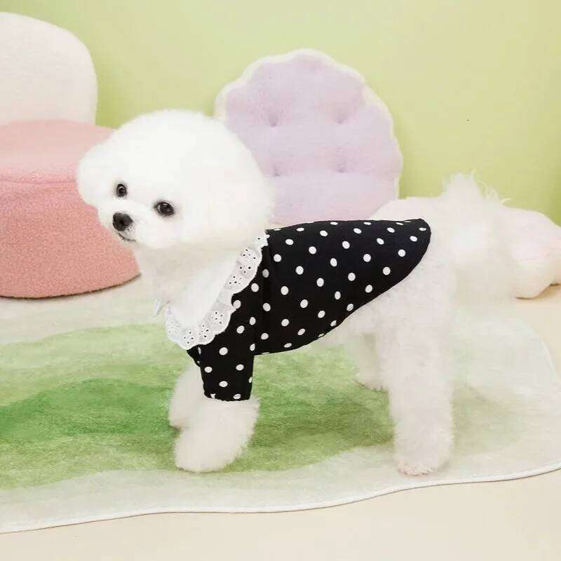 Fashion Thin Breathable Dog Vest Summer New Puppy Clothes Polka Dot Full Print Cute Teddy Cardigan Yorkshire Two Legs Clothing H260130