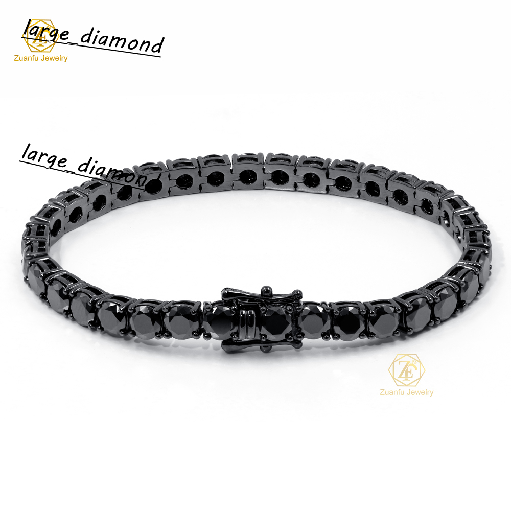 Cheap Price Hip Hop Ice Out Unisex 2mm 3mm 7inch 925 Sterling Silver VVS Black Color Moissanite Diamond Tennis Bracelet