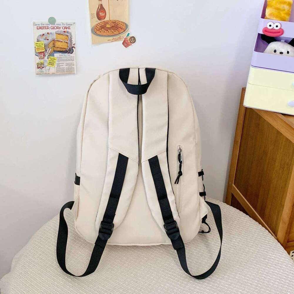 Korean-style large-capacity solid-color backpack girls Korean version, versatile bag for boys high school size, d