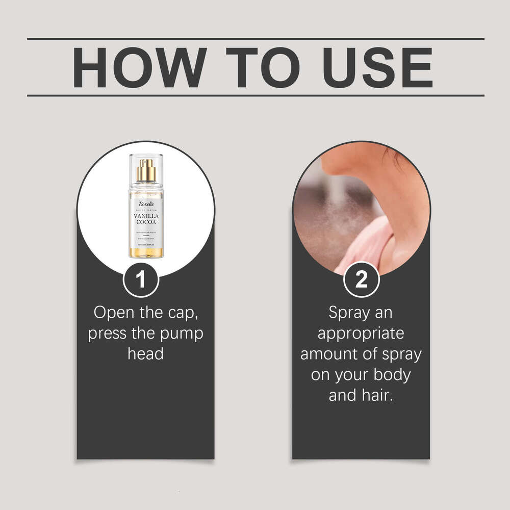 Roxelis Vanilla Cocoa Perfume Body Fragrance Spray Freshens Hair with a Delicate Scent S260131