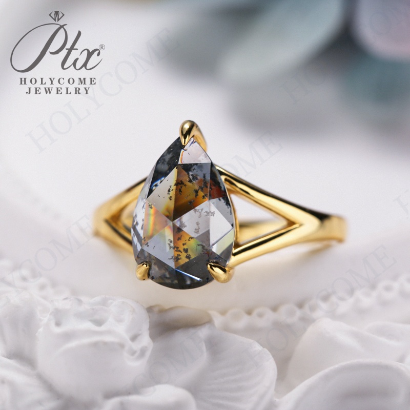 925 Sterling Silver Vintage Classic Gorgeous Gray Moissanite Ring for Women Engagement Wedding Luxury High Quality Fine Jewelry