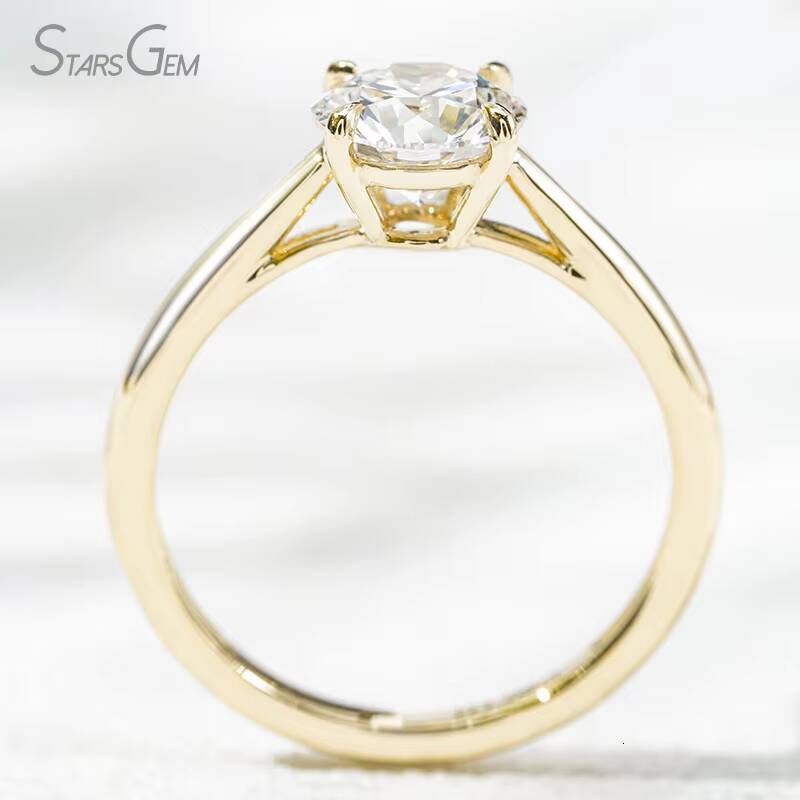 Starsgem Ring Different Design Required 10K Yellow Solid Gold AU417 10K 1CT CVD EF VVS with IGI Card Round Lab Diamond Ring