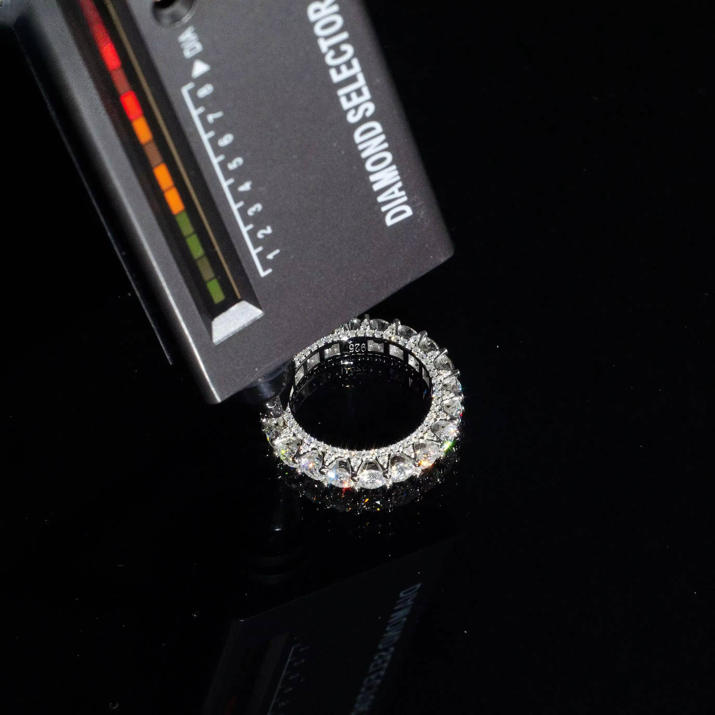 With Gra Certificate Vvs1 Moissanite Diamond Round 925 Sterling Silver Full Eternity Ring Band Wedding Engagement for Women Men