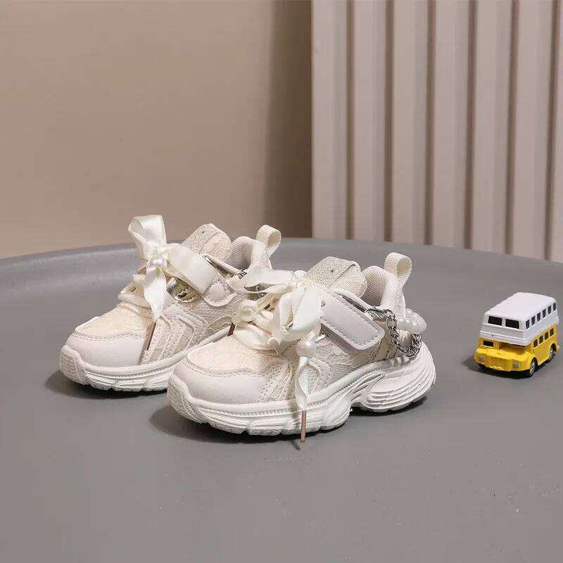Children's 2025 New Toddler Girls Sport Shoes Pearl Soft Sole Breathable Outdoor Tennis Fashion Kids Sneakers EU21-30 Y260128