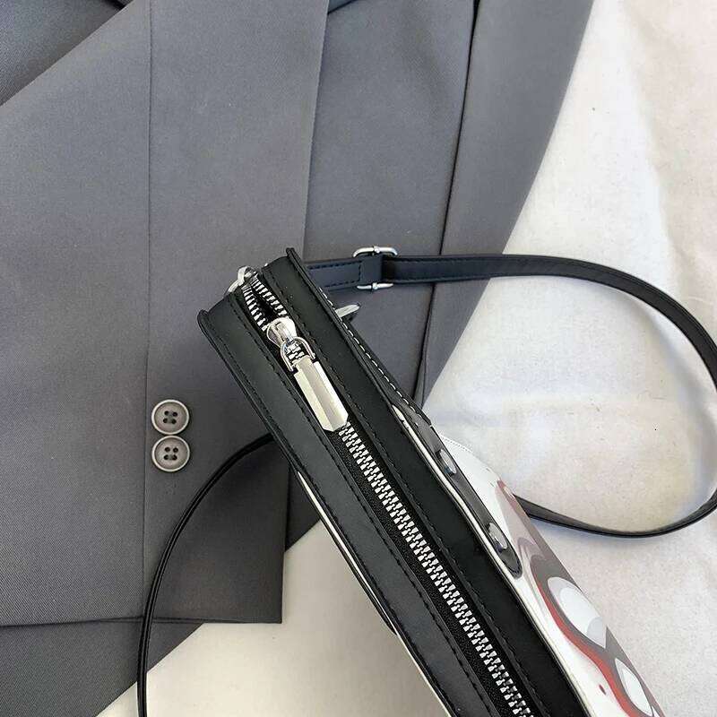 Gothic Dark Skull with Blood Stain Print Shoulder Punk Style Personalized Armpit Bag, Halloween Trendy Cool Crossbody