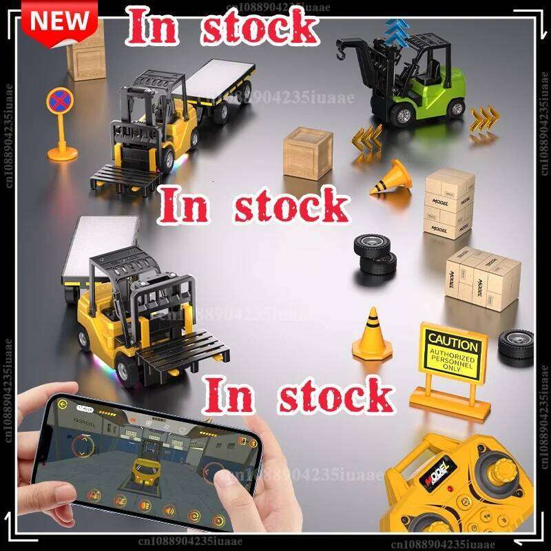 1/64 RC Trucks Alloy Forklift Mini APP 2.4G Rc Cars Remote Control Construction Engineer Vehicle Toys for Boys Adults Kids Gifts Y260131