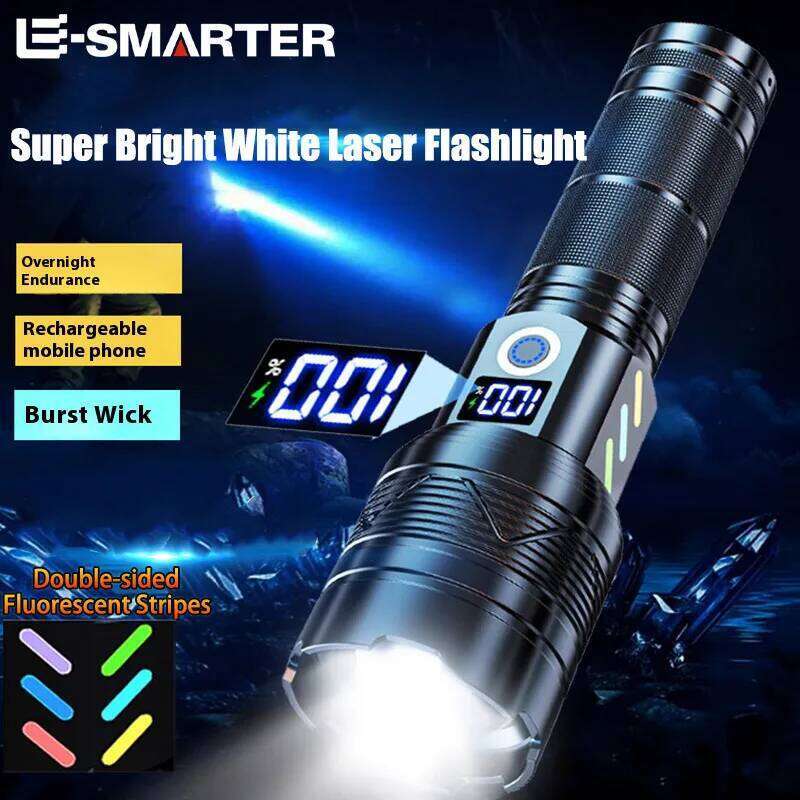 Super Bright Laser Zoomable USB Rechargeable Torch Lamp 5 Lighting Modes Outdoor Adventure Long Range Flashlight H260131