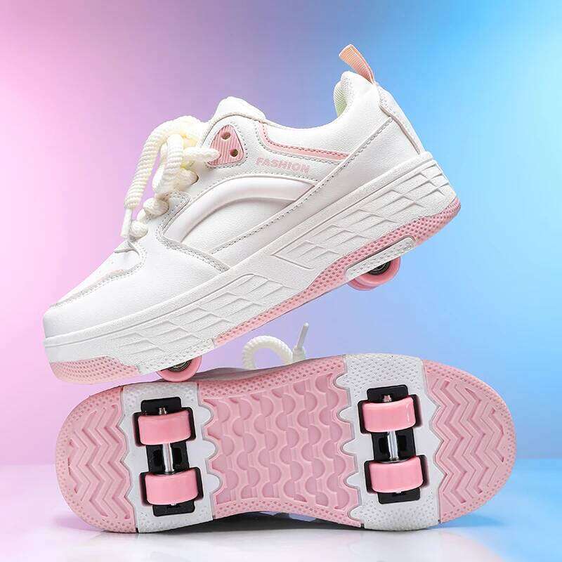 Children Roller Skating Four Wear Resistant Fashion Leather Breathe Sports Entertainment Wheel Shoes for Kids Y260128