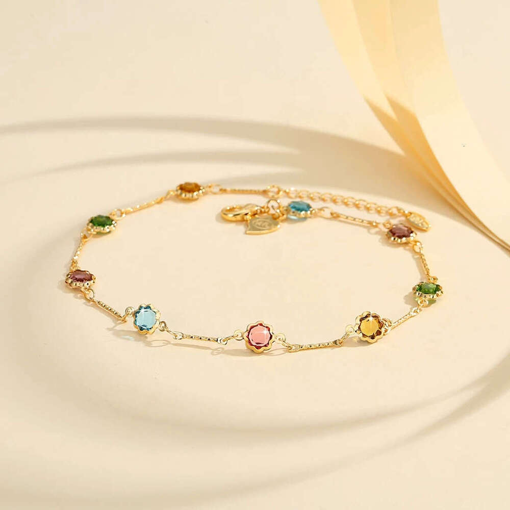 Cross-Border European and American Hot-Selling with Colorful Diamonds Dopamine Ins Style Lace Anklet Chain Creative Fashion Jewelry for Women