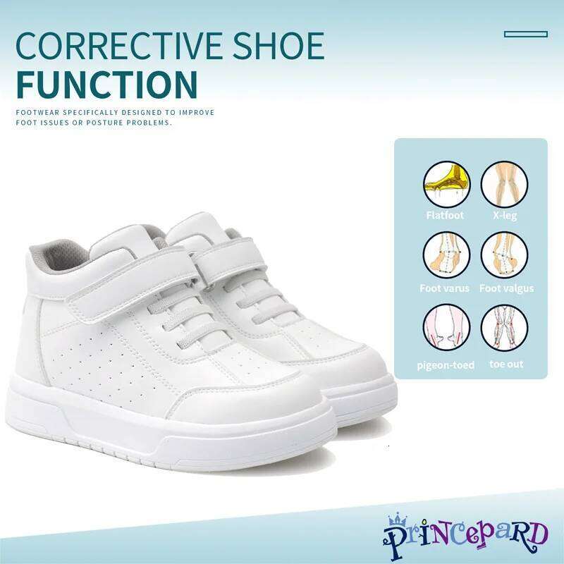 Princepard Kid Sneakers Orthopedic Boys Girls' High Back Ankle Support Children School Sporty White Casual Shoes Y260128