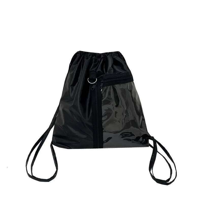 Original Large Capacity Drawstring Shoulder Bag Casual Transparent Simple Style Nylon Backpack for Girls Lightweight Portable