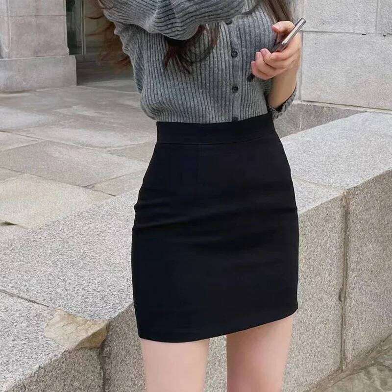 Office Women Hip Wrap Vintage Grey Suit Tight Mini Summer Korean Fashion High Waist Casual A Line Short Skirt XJ260131