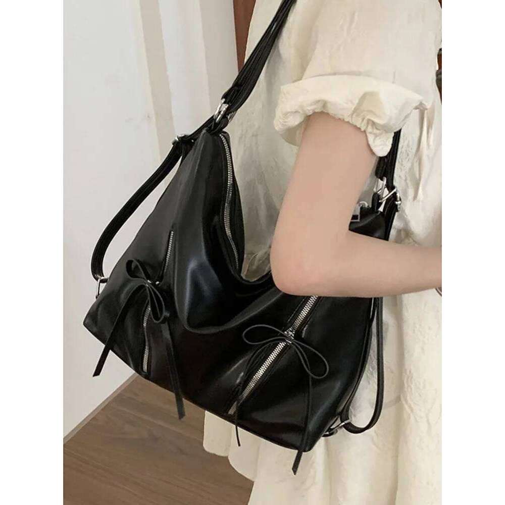 Silver Small Bow Pu Leather Shoulder Bags for Women 2026 Summer Designer Fashion Handbags and Purses Trend Crossbody Bag