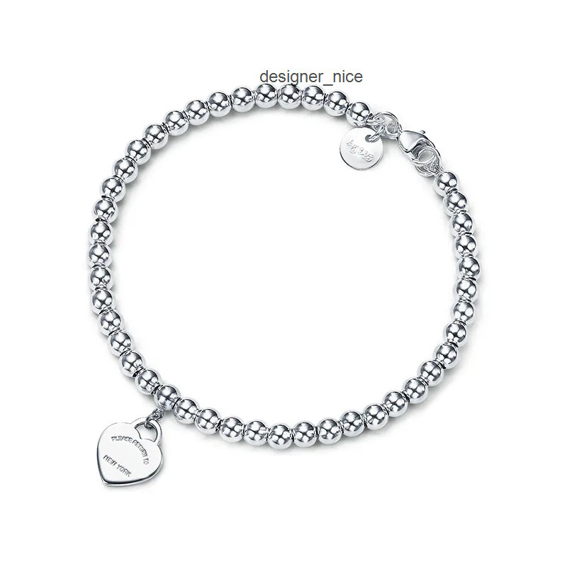 tiffamy and co tiff 4mm round bead love heartshaped ism bracelet female thickened sier bottom plating for girlfriend souvenir gift fas tiffanies and tiffanyx co MD57