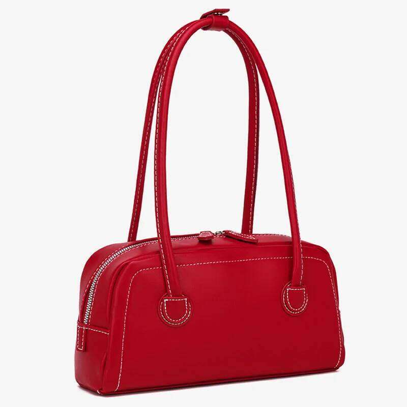 PU Leather Versatile Large Capacity Soft Tote Handbag Solid Color Elegant Underarm Travel Party Shoulder Bag