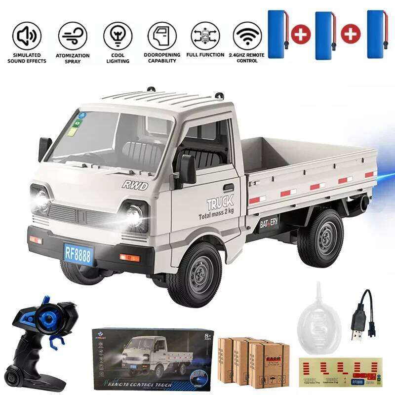 New KF21 1:16 2.4GHZ Remote Control Car Simulates Drift Climbing Trucks With Spray And LED Lights Toy For Children Boys Gift Y260131
