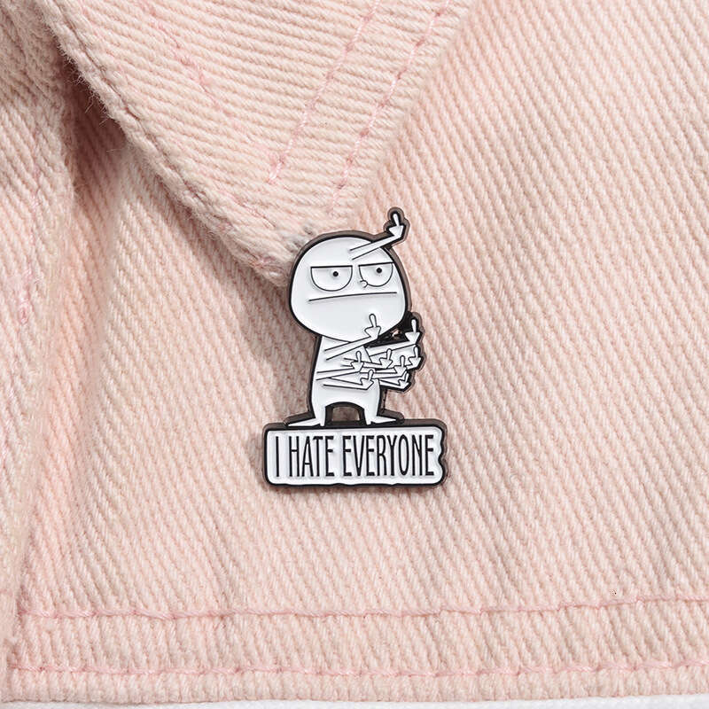 Cute and Fun Middle Finger Waving Little Man Design Exquisite Cartoon Metal Badge Niche Quirky Versatile Decorative Brooch