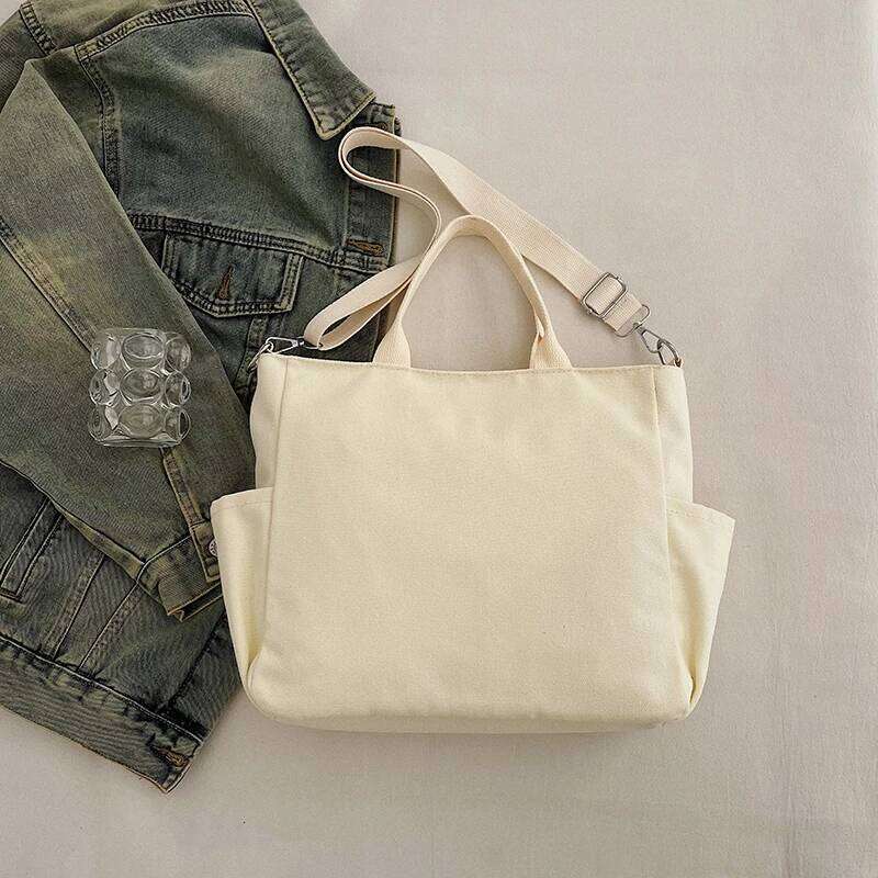 Large canvas tote bag handbag women, new vintage style, suitable for daily commuting, large capacity backpack, shou