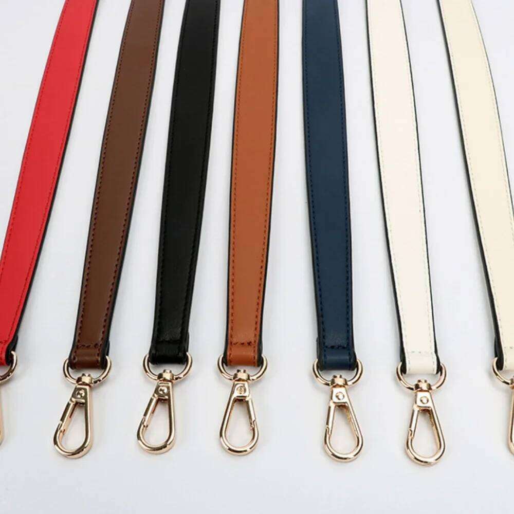 100% Genuine Leather Handbags Handles For Handbag Short Purse Strap Golden Buckle Replacement Bag Belt Band