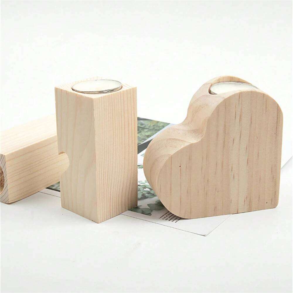 1pc Tealight Holder, Wood Holders Table,Heart Candle Stands for Home Decor Romantic Decoration Y260131