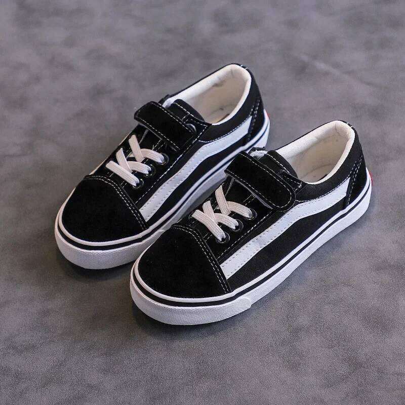 Children Spring Autumn Casual Soft Baseplate Girls Canvas Boys Fashion Cloth Shoes Striped Velcro Neutrral Low Top Y260128