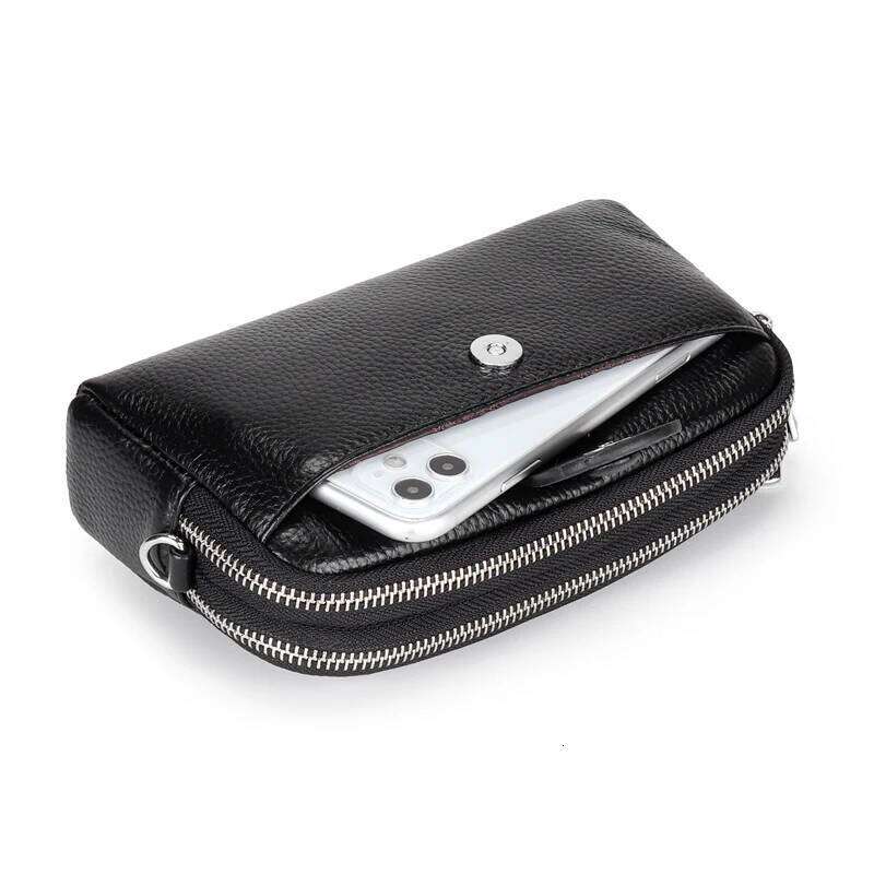 Genuine Leather women Long wallet Ladies Clutch Purses Double Deck Zipper Wrist Bag Female Sling bag chain Phone Crossbody bags XJ260131