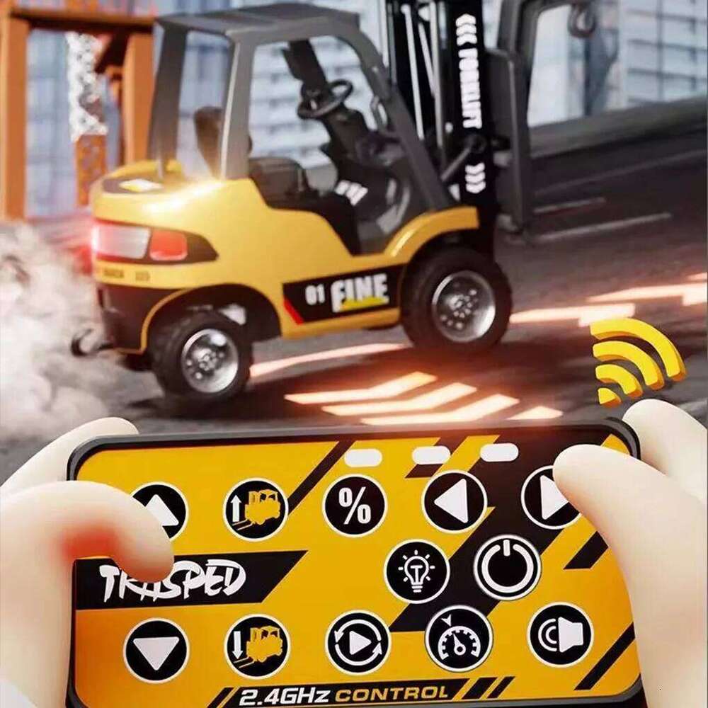 Mini Alloy Forklift 1/64 RC Engineering Vehicle Bluetooth Remote Control Toy With Multiple Brackets Detachable HG4 For Children Y260131