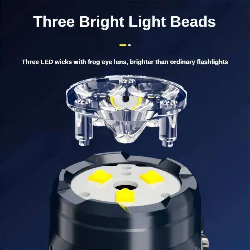 Mini 3 LED Flashlight with Pen Clip, Night Walking, Portable Brightness, Rechargeable Waterproof Emergency Spotlight Outdoor Torch H260131