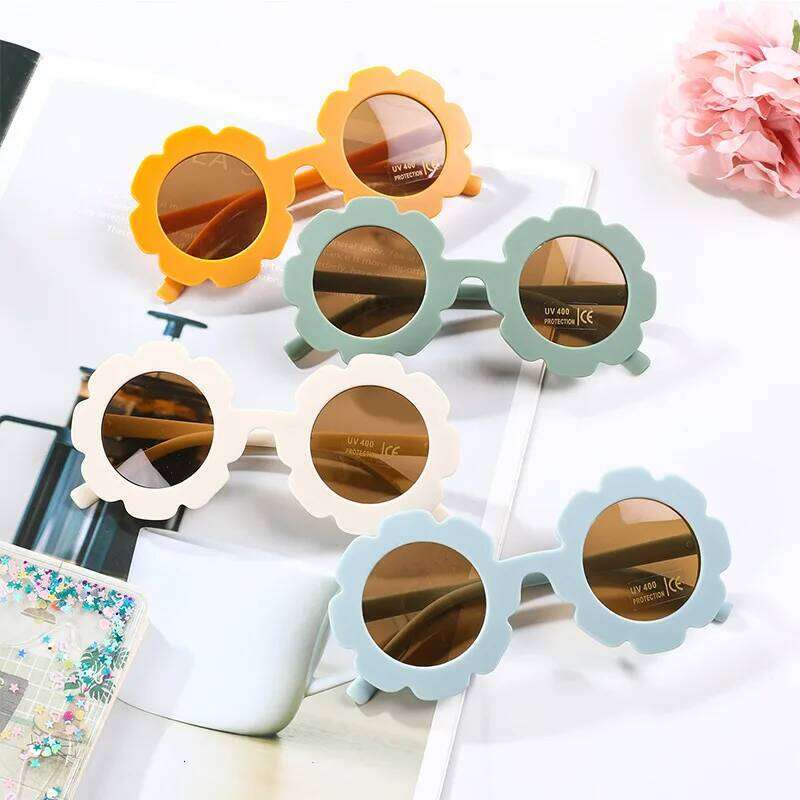 2-10 Years Children Sunglasses Flower Round Cute Kids Sun Glasses for Boys Girls UV400 Protection Baby Lovely Candy Eyeglass H260130