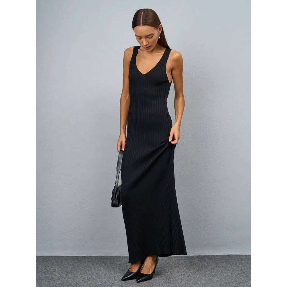 Blubelle Women's Sleeveless Knitted Dress Strap Summer Fashion Wide Shoulder Inner Long Skirt Slim Fit Casual Dresses XJ260131