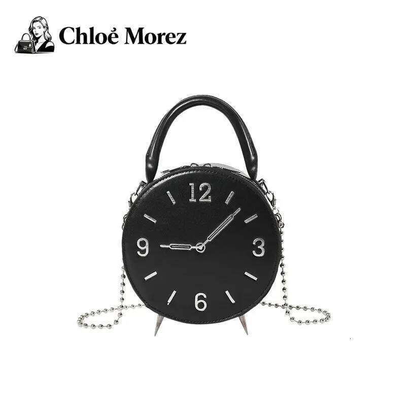 Women's Fashion Cute PU Crossbody Handbag Small round Shoulder Bag with Clock Design XJ260131