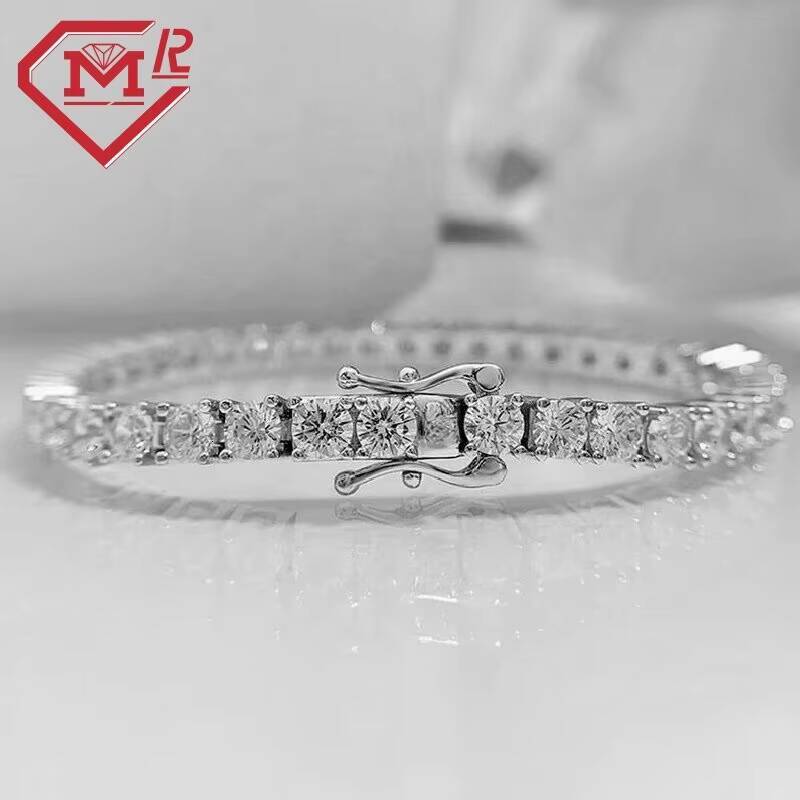 Wholesale 3mm VVS Diamond Bracelet Sparkling 925 Sterling Silver Moissanite Tennis Bracelet