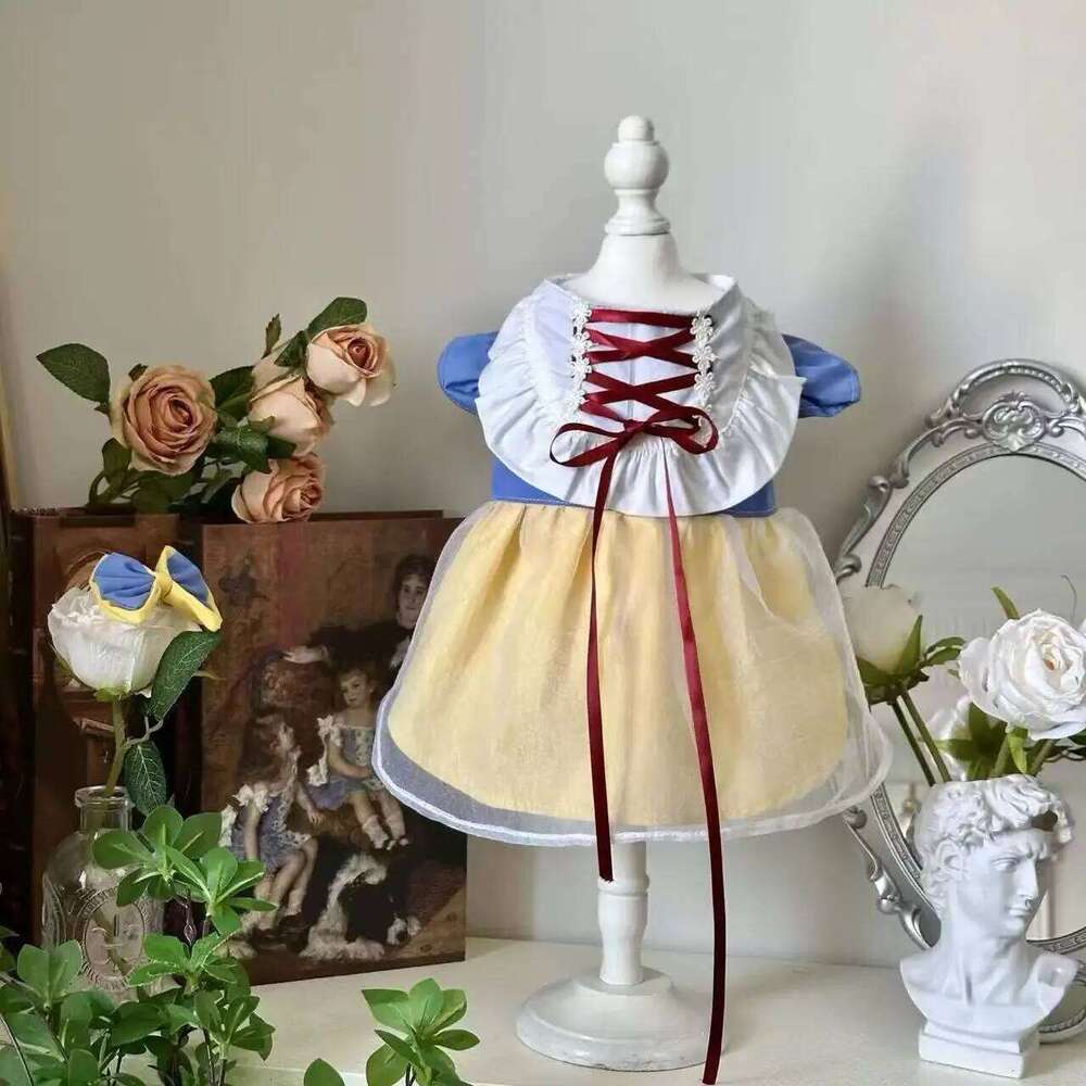 Lovely Pet Dog Clothes Fashion Yellow Blue Strap Mesh Princess Dresses For Medium Large Dogs Samoye Party Dog's Dress Home Wear H260130