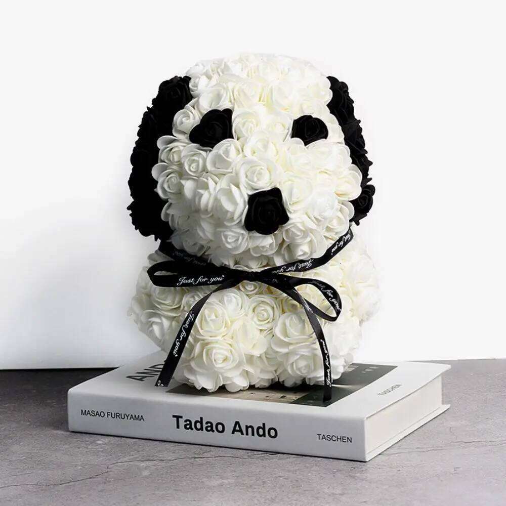 25cm Teddy Artificial Flower Rose of Christmas Decoration for Home Valentines Women Mother 's Gifts Soap Foam dog Y260131