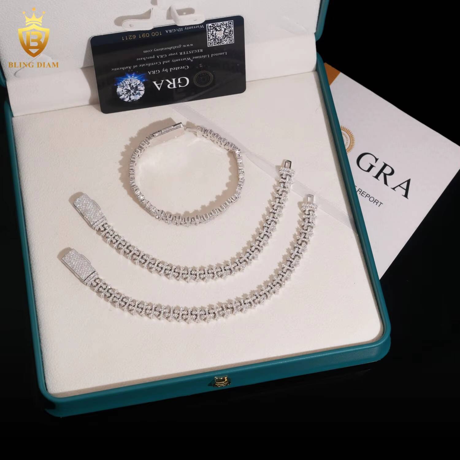 In Stock Iced Out Moissanite Cross Cuban Link Chain HipHop Style 85mm S925 Silver Moissanite Cuban Chain Pass Diamond Tester