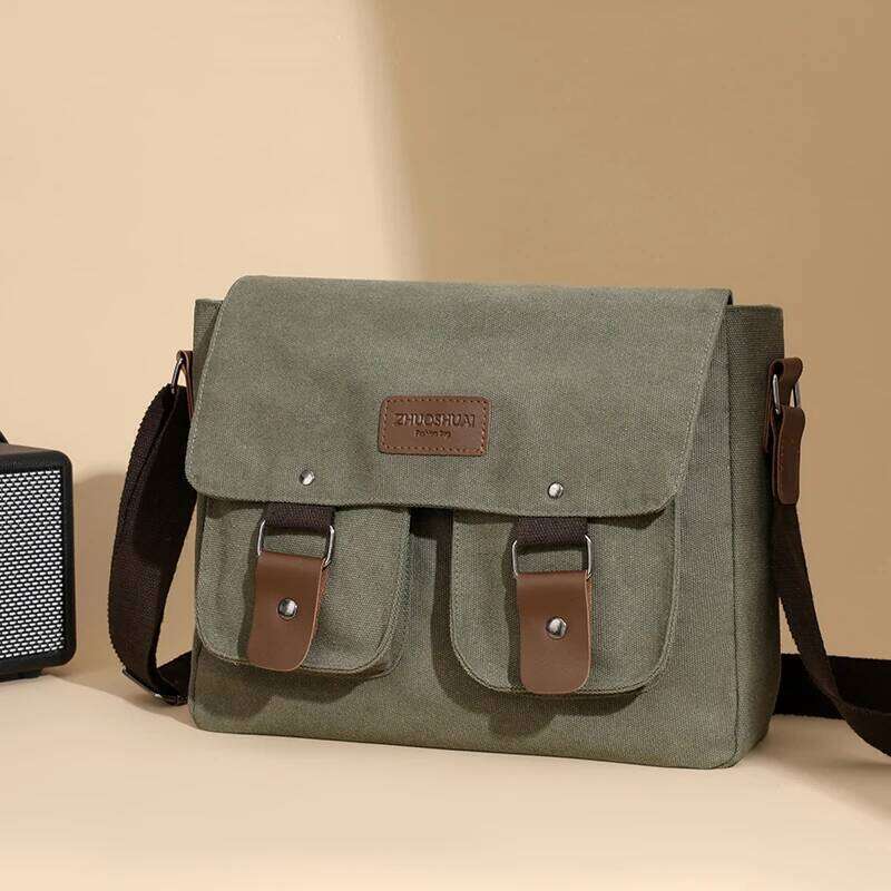 Neutral Canvas Casual Large Capacity Flip Cover Shoulder Sling Bag