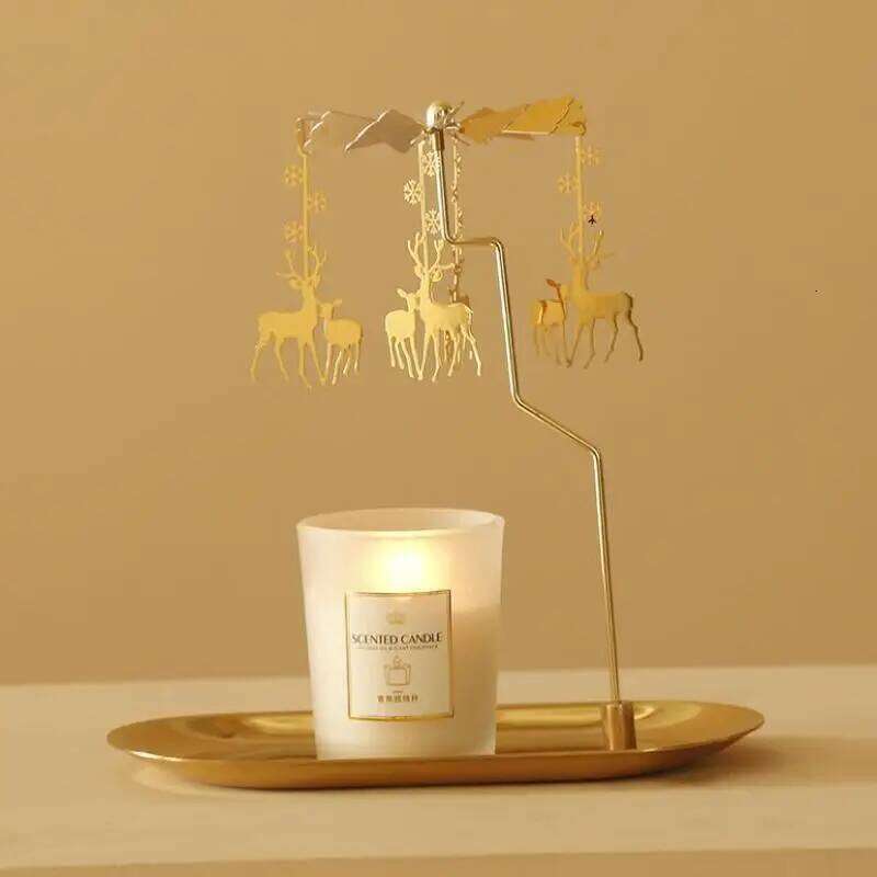 1 Pcs New Lanterns Aromatherapy Candles Rotating Candle Holders Windmills Golden Fragrance Trays Ornaments Y260131