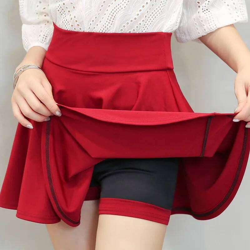 Women's Basic Summer Shorts Fashion Versatile School Pleated Casual Mini Skater Plus Size 4XL Fluffy Flared Skirt XJ260131